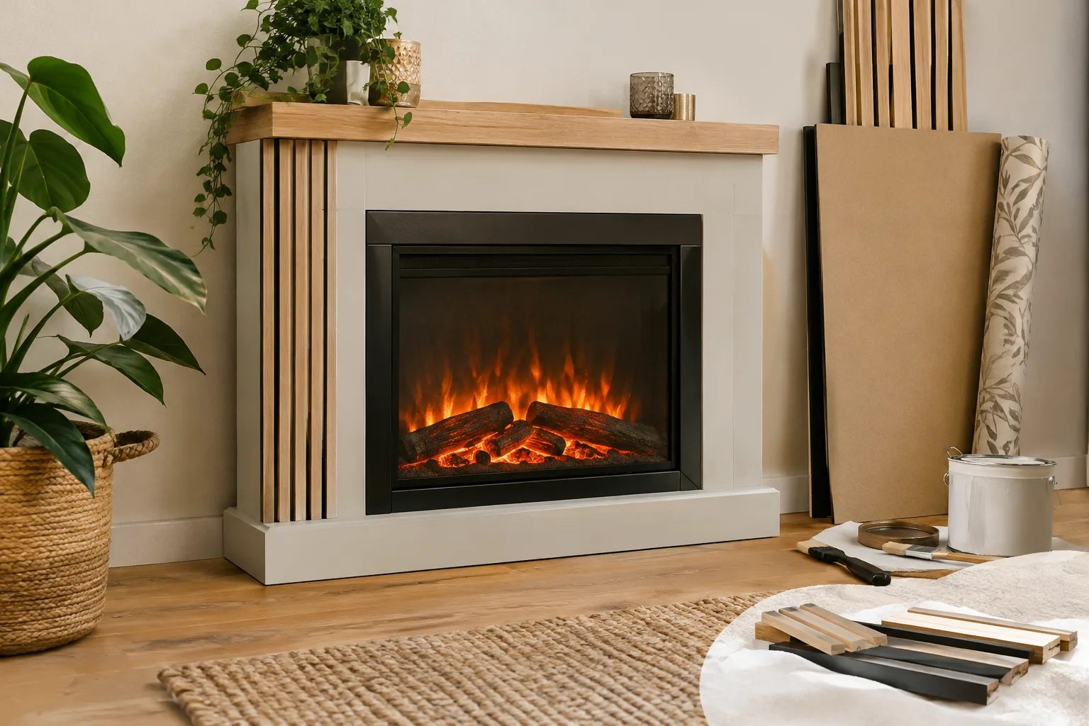 DIY Deko und Verkleidung fuer Elektrokamin: Individuelle Looks selber machen